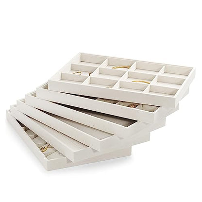 Oirlv Stackable 12 Girds Jewelry Trays Jewelry Storage Tray Showcase Display Organizer(13.8" X 1.4"X 9.4") - size: 12 Grids