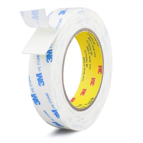 3M Double Sided Tape 1in x 16.5ft, Mounting Tape Heavy Duty, Removeable PE Foam Tape Strips, Strong Adhesive Tape Waterproof Free Damage for Paint Wall Picture Hanging Poster - size: 1in x 16.5ft