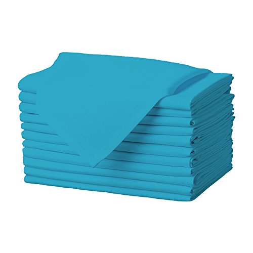 Gee Di Moda Cloth Napkins - 17 x 17 Inch Caribbean Dinner Napkins - Set of 12 Soft & Absorbent Washable Fabric Cloth Table Napkins with Hemmed Edges for Hotel Restaurant, Holiday Parties & Wedding - color: Caribbean