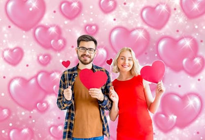 7x5ft Valentine's Day Backdrop Pink Heart Early 2000s Backdrop Mother's Day Wedding Bridal Shower Party Decor Banner - size: 7x5ft