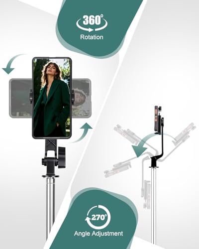 71" Phone Tripod Selfie Stick with Light, Cell Phone Tripod Stand with Wireless Remote Compatible with iPhone and Android Phone - style: Tripod with Light