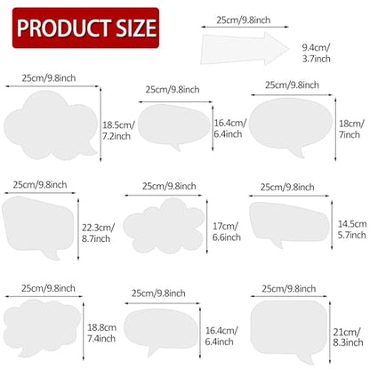 18pcs Blank Photo Booth Props Black Chalkboard Photo Booth Props Frame with Bubble DIY Photo Props for Birthday Wedding Party Supplies（White） - color: White