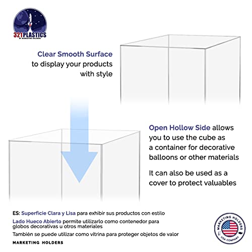 2 Pack 15" Acrylic Display Riser Box with One Open Side Versatile Clear No Lid One Piece Counter or Tabletop Merchandise Storage Bin or Retail Product Throne No Assembly by Marketing Holders - size: 15"w x 15"h