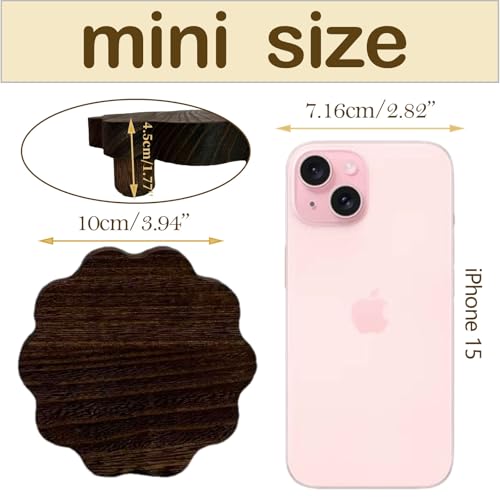 3 Pack Tiny Scalloped Wood Risers for Display ,Small Wooden Stands with Removable Feet Farmhouse Rustic Decor for Table Tiered Trays Home Kitchen Decoration (Mini Dark Brown, 4 Inch) - color: Dark Brown, size: 4 inch