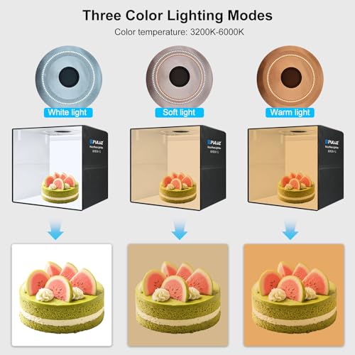 PULUZ Light Box for Product Photography, 20"x20" Portable Photo Studio Large Photo Booth Lightbox Jewelry Food Photography Picture Box with Dimmable 160 LED Lights & 12 Color Backdrops - size: 20"x20"
