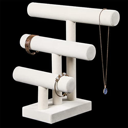Pangkeep 3 Tier Bracelet Holder,Bracelet Displays for Selling,Jewelry Display Stand for Bangles Necklaces Hair ties Scrunchies Watches (Beige) - color: Beige