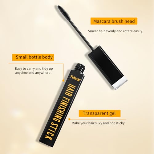 FUNAN Hair Finishing Stick, Flyaway Feel Stick Hair, Small Broken Hairs Finishing Cream, Non-Greasy and Non-Sticky Black（Pack of 4） - size: 0.5 Ounce (Pack of 4)