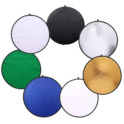 REFLEX CAMERA 7-in-1 Photography Reflector (Round) – Translucent/Silver/Gold/White/Black/Blue/Green – Light Diffuser & Chroma Key Background Kit with Carrying Case (110cm/43) - size: 110cm/43in