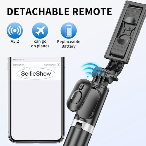 Selfie Stick Tripod, All in One Extendable & Portable iPhone Tripod Selfie Stick with Wireless Remote Compatible with iPhone 17 16 15 14 13 12 pro Xs Max, Galaxy Note10/S20/S10/OnePlus 9/9 PRO etc - style: Black