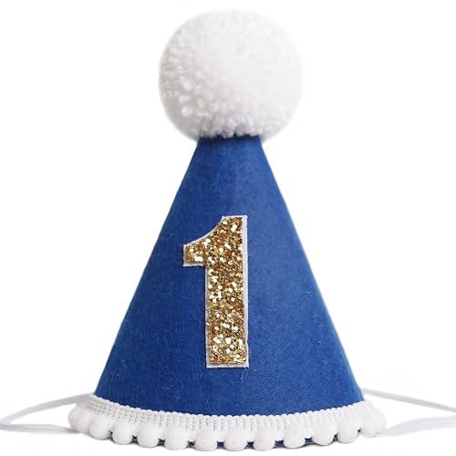 KOJIN 1st Birthday Hat for Baby Girl/Boy - First Birthday Decorations, Cake Smash Photo Prop - color: Navy Blue