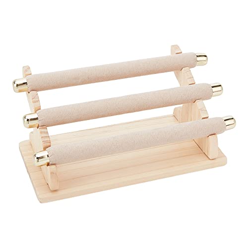 NBEADS 3-Tier Ring Display Stands, Fashion Style Detachable Finger Velvet Ring Display Stands with Golden End Jewelry Holder for Wedding Jewelry Storage Organizer - color: 3-Tier Wooden L.w.thi: 7.87x4.13x3.54"