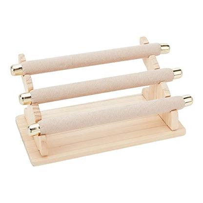 NBEADS 3-Tier Ring Display Stands, Fashion Style Detachable Finger Velvet Ring Display Stands with Golden End Jewelry Holder for Wedding Jewelry Storage Organizer - color: 3-Tier Wooden L.w.thi: 7.87x4.13x3.54"