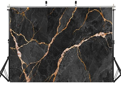 7x7ft Fabric Black Gold Marble Texture Backdrop Luxury Stone Pattern for Design Photography Background Interior Design Party Decorations Home Tapestry Photo Props - size: 7X7ft