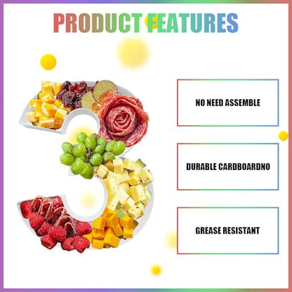 Charcuterie Cardboard Number Fillable Shaped Treat Decorative Box Anniversary Birthday Table Centerpiece (3 Style, 9inch) - size: 9inch, style: 3 Style