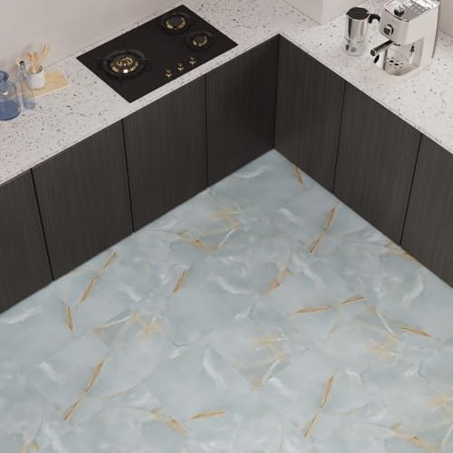 VaryStyle 12"x12" Vinyl Flooring Grey Marble Peel and Stick Floor Tile Waterproof Bathroom Flooring Tiles Self Adhesive Removable Sticky Marble Vinyl Floor Tiles for Bedroom Kitchen Flooring 6-Sheet - size: 6 Tiles