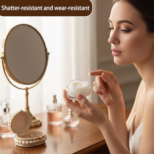 1 Pcs 100G 100ML Empty Translucent Frosted Glass Round Cream Jar Cosmetic Storage Container Toiletries Bottle with Natural Bamboo Lid Inner Liner and for Body Cream Lotion Conditioner etc