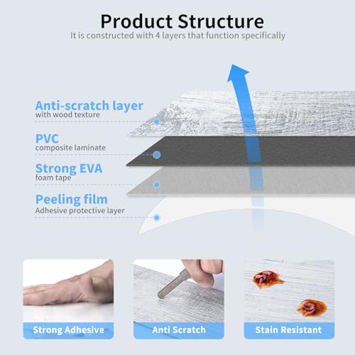 Art3d 102-Piece Peel and Stick Tile Backsplash for Kitchen Bathroom, 3in. × 6in. Stick on Subway Tile White-Washed Wood Plank - color: White-washed