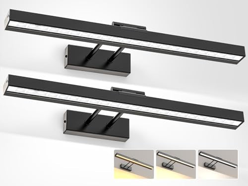 PESUTEN Picture Light Battery Operated, 16in Wireless Art Light for Paintings CCT Dimmable Recharging Battery Picture Light with Remote Control for Gallery Dartboard Art Bedroom Bathroom 2pcs Black - color: 2pcs black