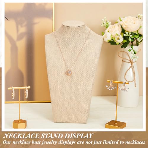 Kigley 9 Pcs Linen Necklace Display Bust Jewelry Holder Necklace Retail Mannequin Display Stand for Jewelry Selling Vendors Shows (11.4 x 6.9 Inch) - size: 11.4 x 6.9 Inch
