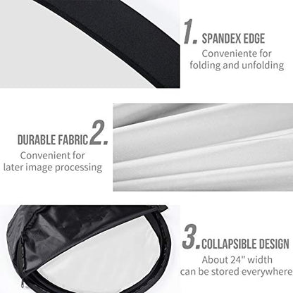 Koopro 5’×7’ Collapsible Twist Background Double-Sided Pop Up Flex Backdrops Chroma Black & White Portrait Screen Professional Video Photography and Television Studio Props with Carrying Case - color: Black&White