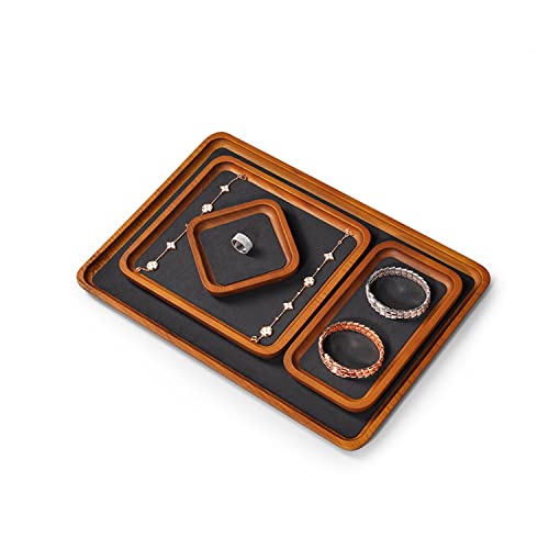 Oirlv Solid Wood Jewelry Tray Jewelry Display Holder Showcase Watch Display Organizer (Medium, Grey) - color: Grey, size: 7.87"x 7.08"x 0.59"