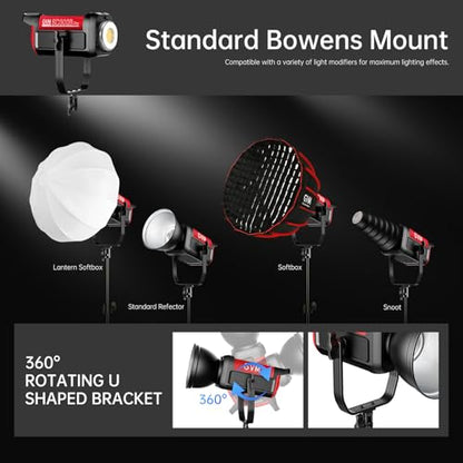 GVM 300W Photography Lighting Bi-Color Video Light with Bowens Mount Lantern Softbox and Stand CRI 97+ CCT 2700K~6800K 12 Lighting Scenes App Control Studio Lights for Photography - color: softbox