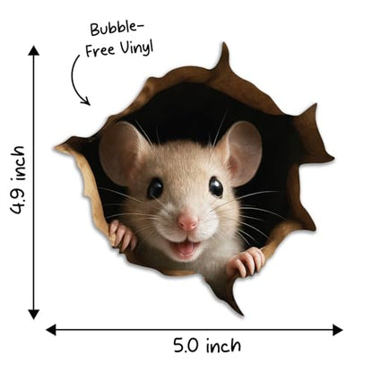 GRITKULTURE Removable Peek A Boo Mouse in Mouse Hole Decal Sticker 5.1inch 2 Pack. Mouse Hole in The Wall Sticker with 3D Effect. Wall Decoration, Funny Gift, Potty Training, Prank (#6)