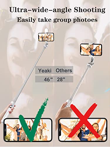 Selfie Stick Tripod with Wireless Remote, 46'' Cellphone Selfie Stick Tripod with LED Fill Light, for iPhone 16/15/14/14 pro/13/13 Pro/12/11/11 Pro/XS Max/XS/XR/X/8/7 and Android Smartphone(Upgrade)