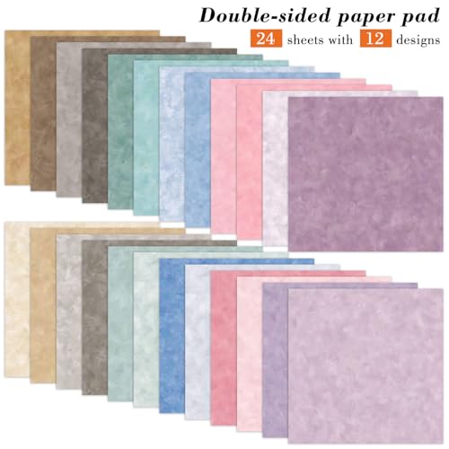 6 Inch Macaron Color Scrapbooking Paper Pad - 24 Sheets Double Sided Aesthetic Design for Card Making Photos Album Journals Material Decorative Collage Origami DIY Crafts Gifts Wrapping - color: Romantic macaron