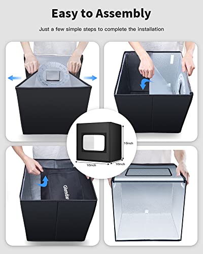 Glendan Light Box Photography, Portable Photo Studio Light Box, 16" x 16" Professional Dimmable Shooting Tent Kit with 216 LED Table Top Light & 6 Backdrops Photo Box for Product Photography - size: 16*16 Inch
