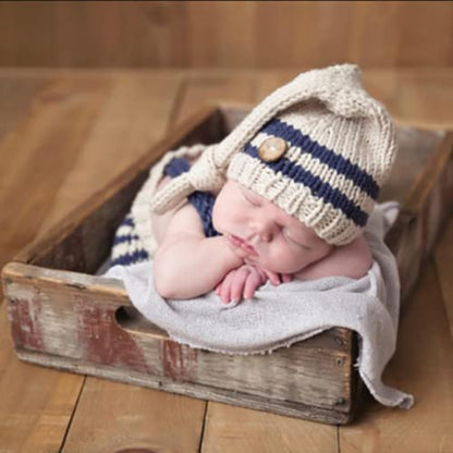 Fashion Cute Newborn Boy Girls Baby Costume Outfits Photography Props Hat Pants - color: Beige