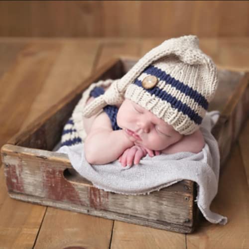 Fashion Cute Newborn Boy Girls Baby Costume Outfits Photography Props Hat Pants - color: Beige