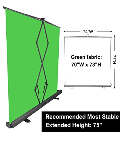 FUDESY Extra Large Green Screen, 74W X 77H inches Collapsible Chromakey Panel,Portable Retractable for Tiktok Video, Live Game,Aluminum Base,Wrinkle Resistant Fabric,Pull-up Style,Auto-Locking Frame - color: Green, size: 74 x 77in