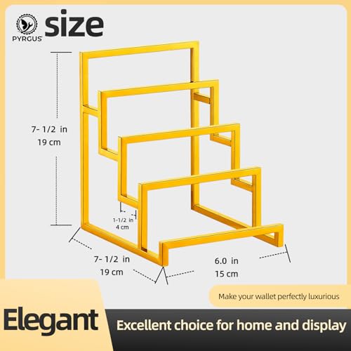 4-Tier Wallet Display Stand 2 Pack Gold , Metal Purse Organizer for Closet Countertop, Handbag Holder Rack Riser Shelf for Wallets Clutch Bags Retail Boutique Store Display - size: 4 - Layer