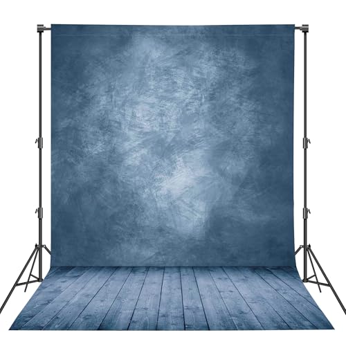Professional Abstract Portrait Photography Backdrop,Wall with Wood Floor Backdrop for Kids Photography Baby Newborn Cake Smash Photo Shoots Hypoallergenic Fabric Photography Props-Blue-8x12ft,No Stand - color: Blue, size: 8'(W)x12'(H)