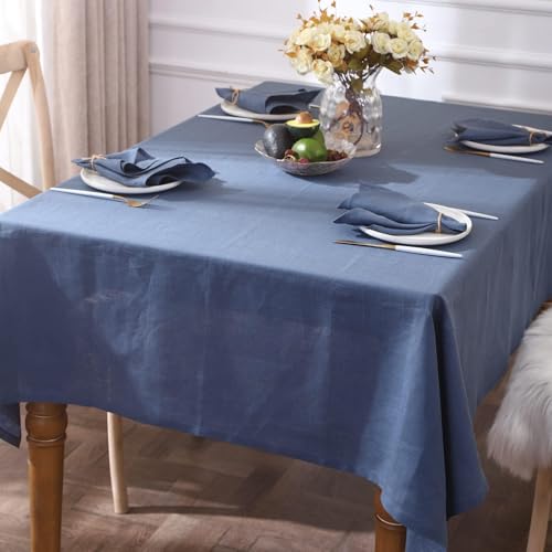 Simple&Opulence Textured Tablecloth 100% Linen Table Cloth, Kitchen Dinning Tabletop Decoration, for Outdoor and Indoor Use (Classic Blue, 60"×120") - color: Classic Blue, size: 60" x 120" (Rectangular)