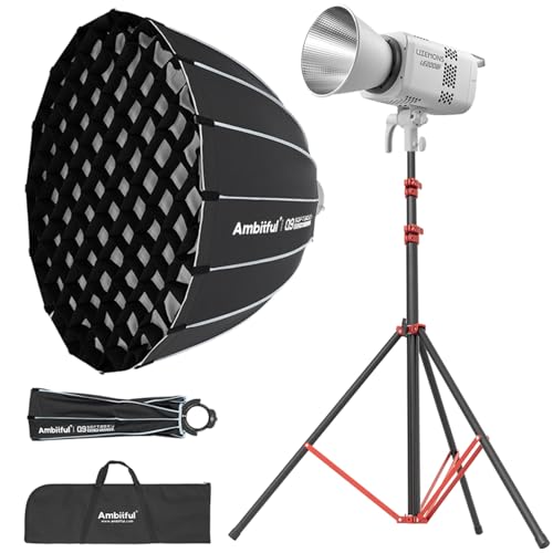 GODOX Light Kit, LE200Bi Continuous Output Lighting, Godox Lighting Kit with Quick Release Softbox, 280cm/ 9.18 FT Stand, 2800K-6500K, CRI 98+, Bluetooth/DMX Control for Studio, Filmmaking - size: White-1Pcs Kit