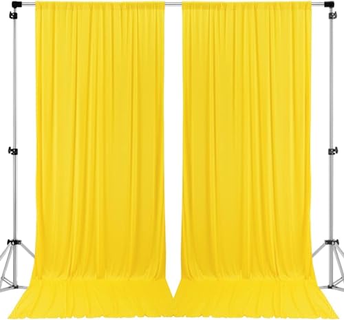 AK TRADING CO. 10 feet x 8 feet IFR Polyester Backdrop Drapes Curtains Panels with Rod Pockets - Wedding Ceremony Party Home Window Decorations - Lemon Yellow - color: Lemon Yellow, size: 10 ft x 8 ft
