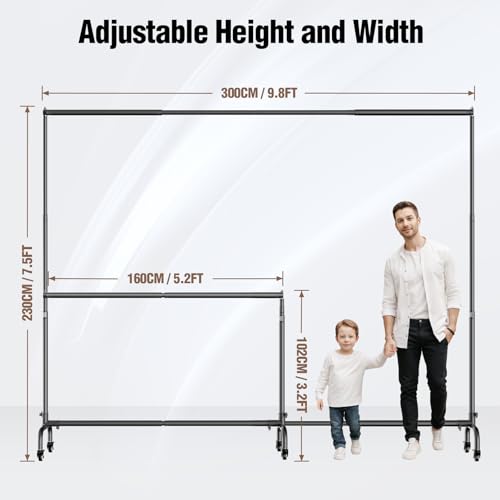 EMART Rolling Backdrop Stand with Wheels - 10 x7.5 ft (WxH) Adjustable - Moveable Photo Banner Background Holder Photography Frame Kit Adjustable for Parties Decoration Photoshoot