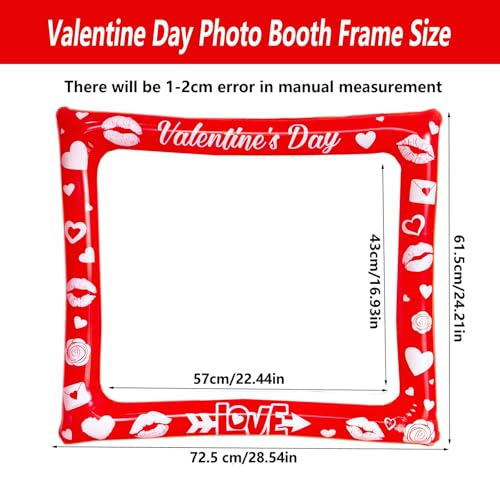 Double Sided Inflatable Valentines Day Photo Booth Frame, LMSHOWOWO Funny Valentines Photo Booth Props Selfie Props for Valentine's Day Celebrations Wedding Bridal Party Supplies (1 Pack) - color: Red White Valentines