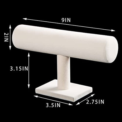 Pangkeep Bracelet Holder,Bracelet Organizer Display Stand,Velvet T-bar Jewelry Display Stand for Selling (Beige)