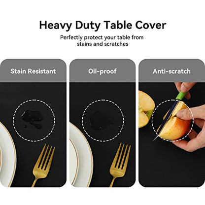 Romanstile 100% Waterproof PVC Tablecloth, Rectangle Oil Spill Proof Stain Resistant Vinyl Table Cloth, Wipe Clean Plastic Table Covers for Kitchen/Dining/Parties - 60 x 84 Inch, Black - color: Black, size: 60" x 84" (Rectangular)