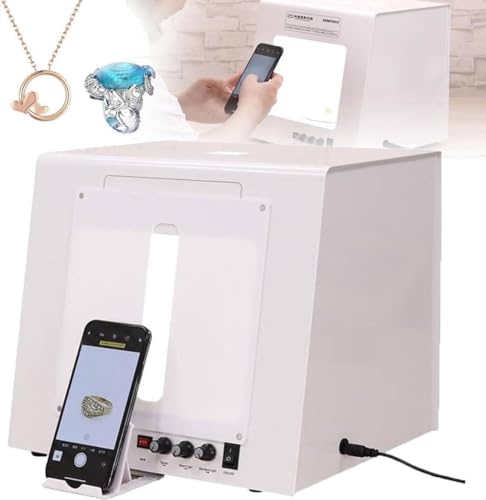 Professional Jewelry Photography Box Kit, Mini Photo Studio Light Box, Jewelry Shooting Tent Softbox with 360° Turntable, Hanging Bracket, 3000-5500K Adjustable Color Temperature(Tb20) - size: Tb20