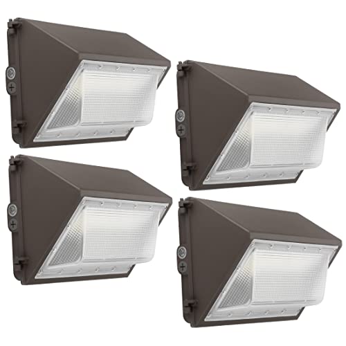 kadision 60W LED Wall Pack Light with Photocell, 7800lm 5000K Daylight 100-277V, Waterproof Dusk-to-Dawn Outdoor Lighting Fixture, ETL Listed (4 Pack)