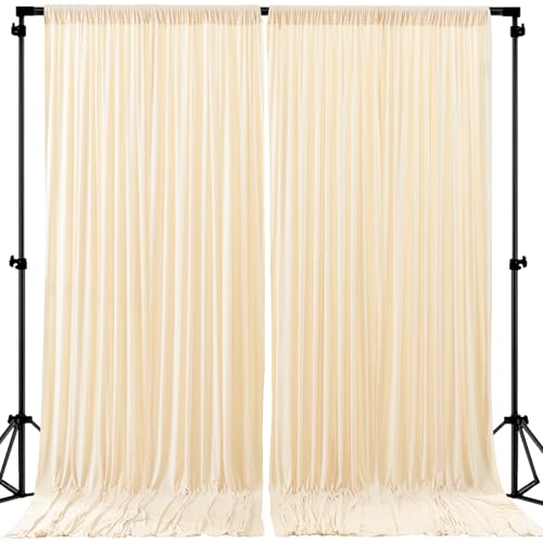 8ftx10ft Wrinkle Free Champagne Backdrop Curtain - 10 Feet Photography Backdrop Drapes, Silky Polyester Back Drop Cloth for Wedding Baby Shower Balloon Arch Background - color: Champagne, size: 8FTx10FT (W4'xH10', 2 Panels)