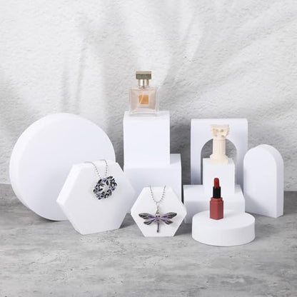 10 Pcs Geometric Cube Product Photography Props Set, Hard Foam Photography Background Props for Product Photo Shooting, White