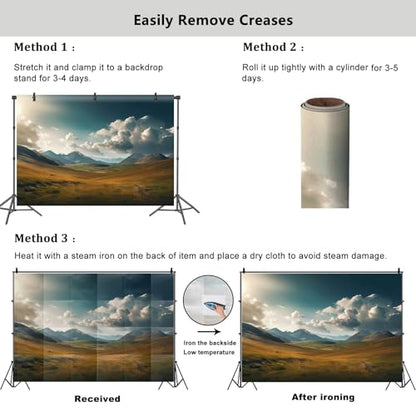 Nature Scenery Backdrop 9x6ft Prairie Mountains Sky Clouds Landscape Photography Background Party Banner Room Decorations Outdoor Travel Portraits Photoshoot Wallpaper Photo Studio Booth Props - size: 9ftx6ft