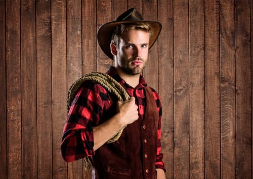 7X5FT Brown Wood Backdrop Photographers Thin Vinyl Brown Retro Wood Wall Background Cloth Seamless DH-278 - size: 7X5FT