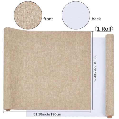 CRASPIRE 51 x 11.8 Inch Book Binding Cloth Tan Fabric Book Cover Surface Paper Backed Linen Polyester Fabric Woven Bookcover for Books Album Scrapbooking Archival DIY Covering Bookbinding Protector - color: Tan-2