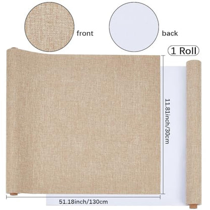 CRASPIRE 51 x 11.8 Inch Book Binding Cloth Tan Fabric Book Cover Surface Paper Backed Linen Polyester Fabric Woven Bookcover for Books Album Scrapbooking Archival DIY Covering Bookbinding Protector - color: Tan-2